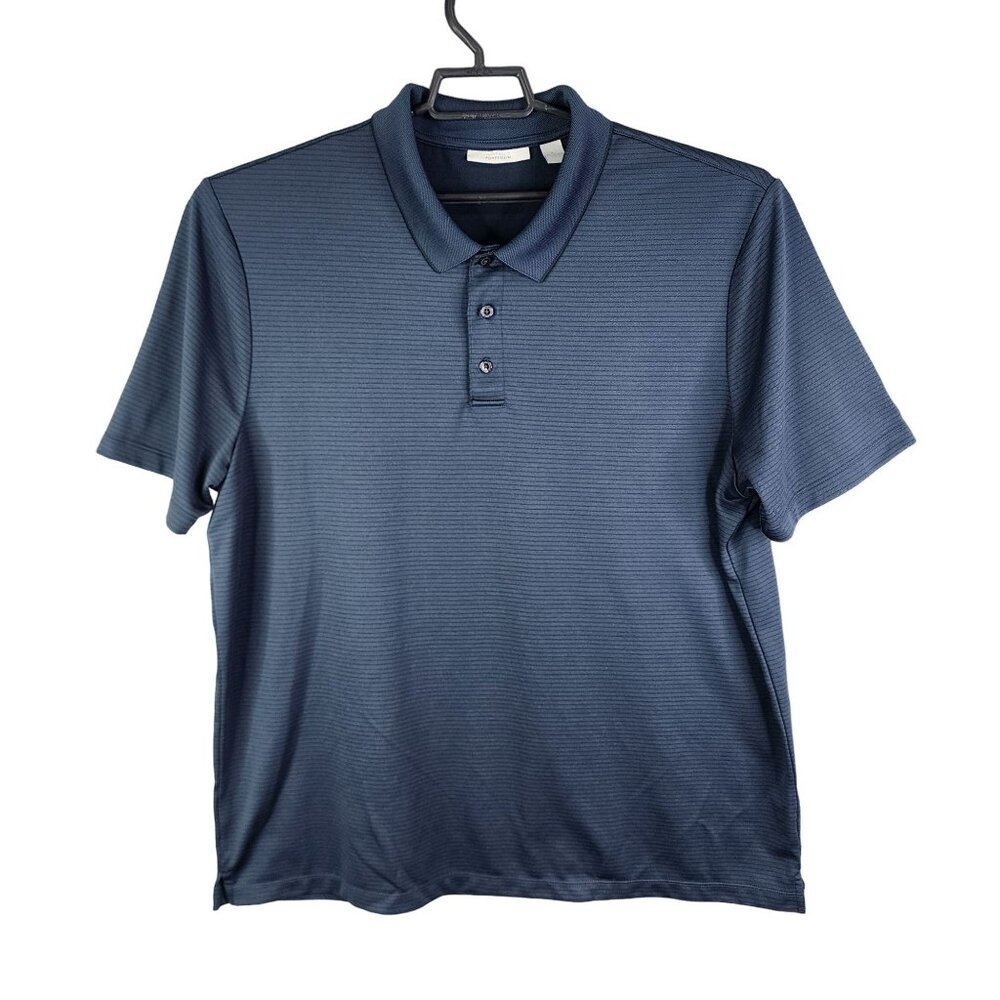 Mens Navy Blue Perry Ellis Portfolio Polo Shirt Short Sleeve Ribbed Knit Size XL